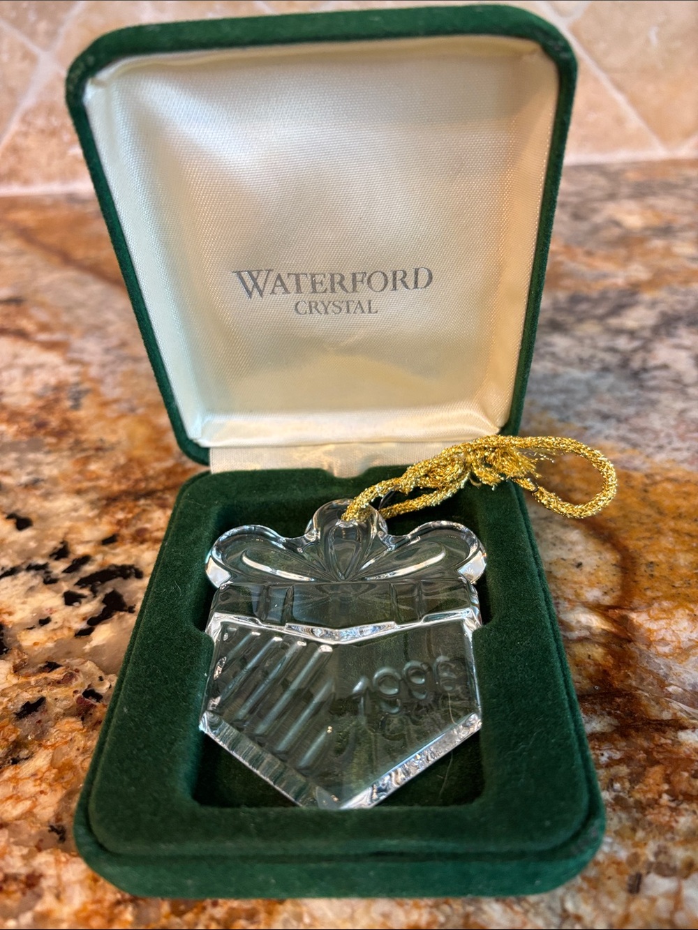 Waterford 1996 Crystal Clear Gift Ornament with Gold Cord